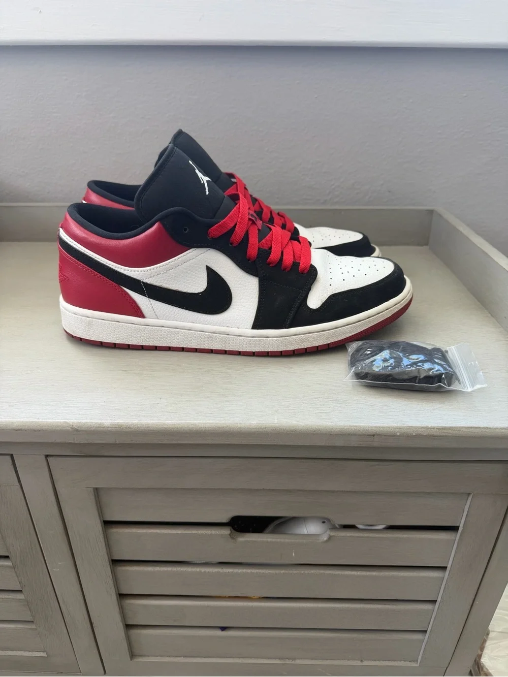 Jordan Low-Top Sneakers - White/Black/Red - Men’s Size 13